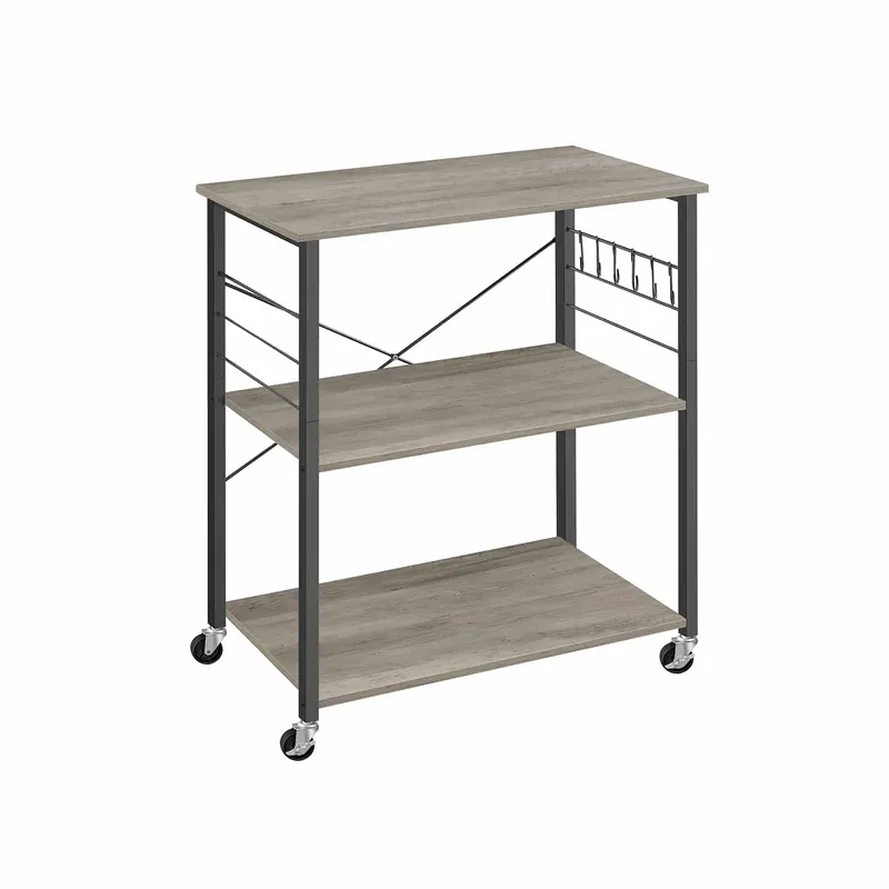VASAGLE Küchenregal 3 Ebenen Rollen Greige-Schwarz Wochenendangebot
