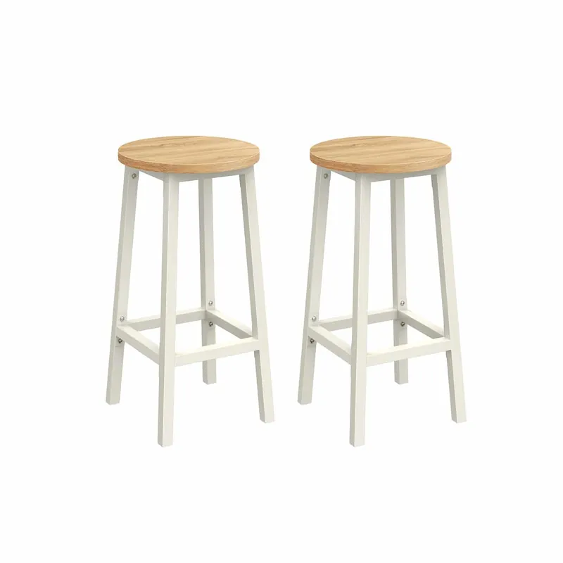 Angebot Barhocker 2er Set ebenholzschwarz-eichenbeige-weiß