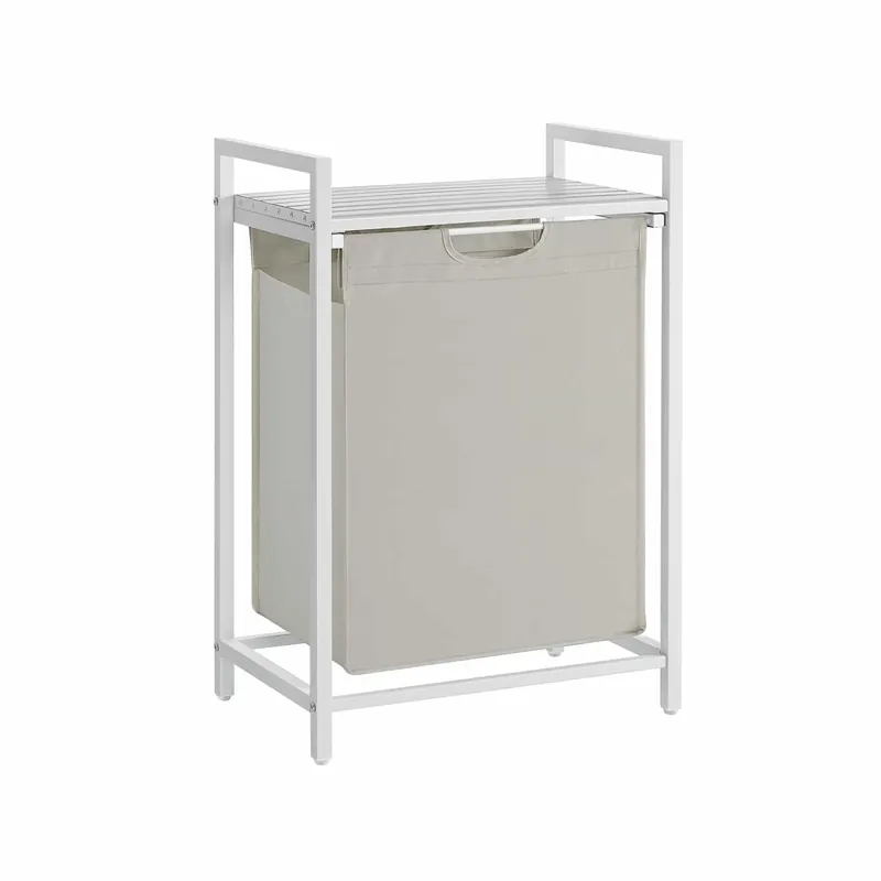 Highlight Wäschesammler mit Ablage abnehmbar Metallrahmen weiß