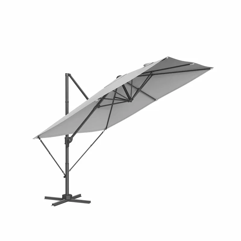 Abverkauf Sonnenschirm mit Kurbel und Kreuzfuß taubengrau