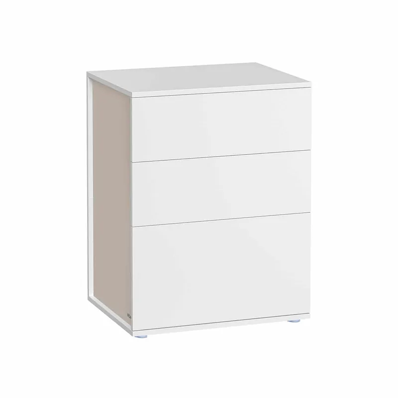 Nachttisch mit 3 Schubladen mattweiß-cappuccinobeige Top-Angebot
