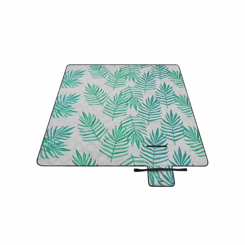 Neue Kollektion Picknickdecke 200 x 200 cm grau mit tropischem Farn