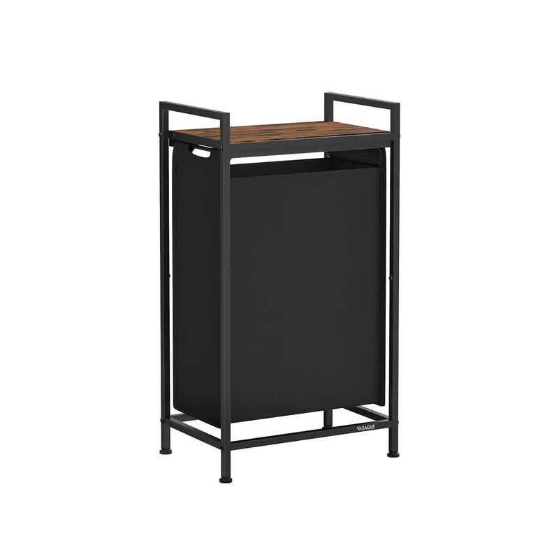 Sonderaktion Wäschekorb mit Ablage tintenschwarz-vintagebraun