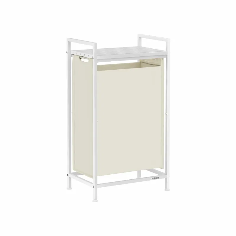 Neu Im Sortiment Wäschekorb mit Ablage cremeweiß-wolkenweiß