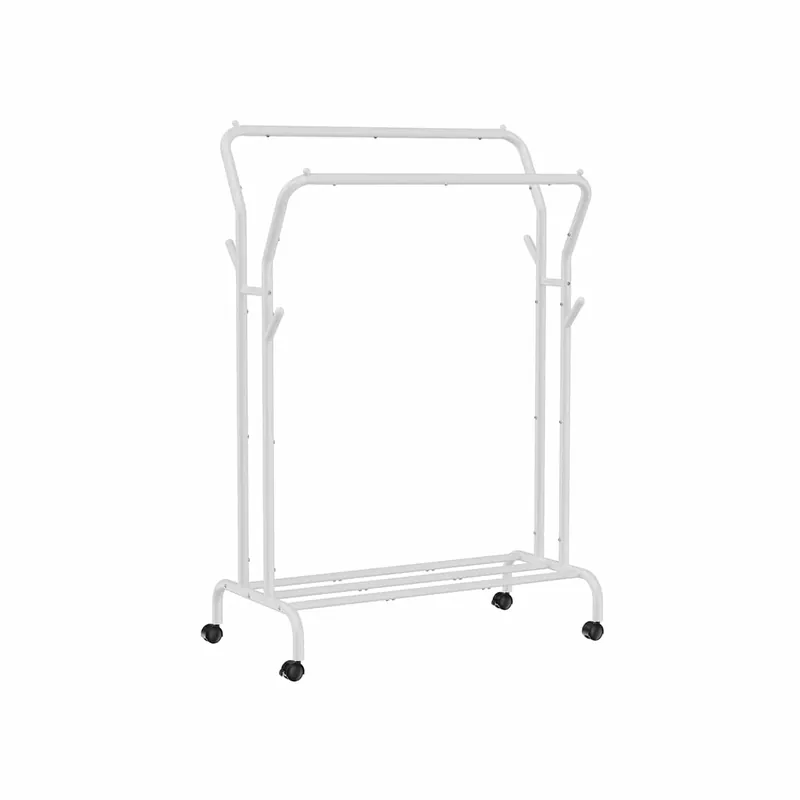 Kleiderständer auf Rollen mit 2 Kleiderstangen weiß Sofort Bestellen
