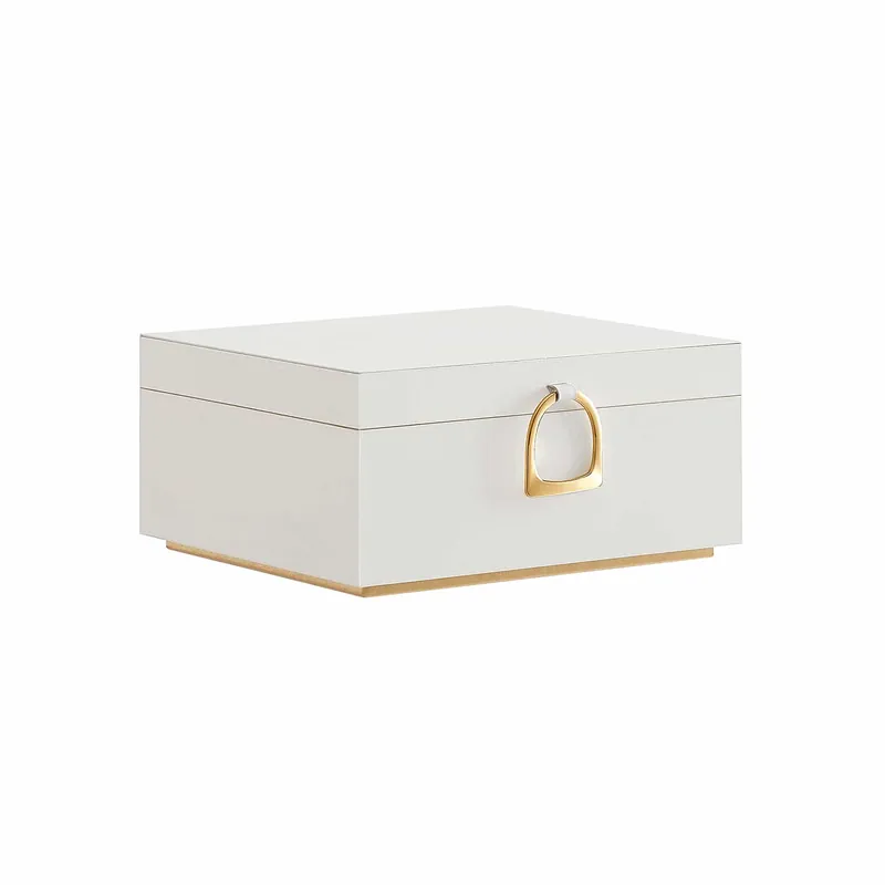 Heißes Angebot Schmuckkästchen 2 Ebenen mit Griff und flexiblem Schmucktablett weiß