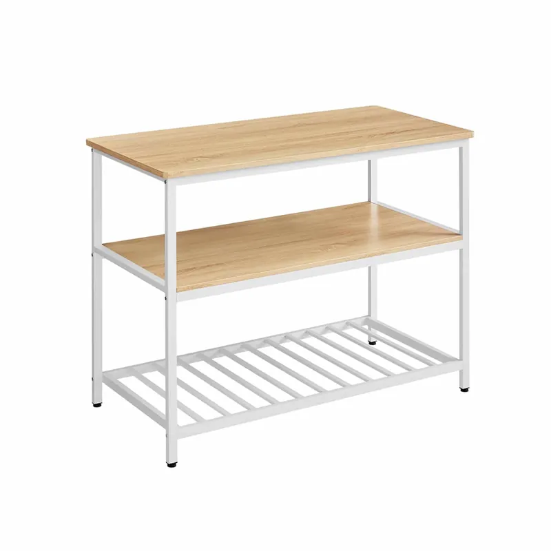 VASAGLE Küchenregal 3 Ebenen 120 cm Eiche-Weiß Geprüft