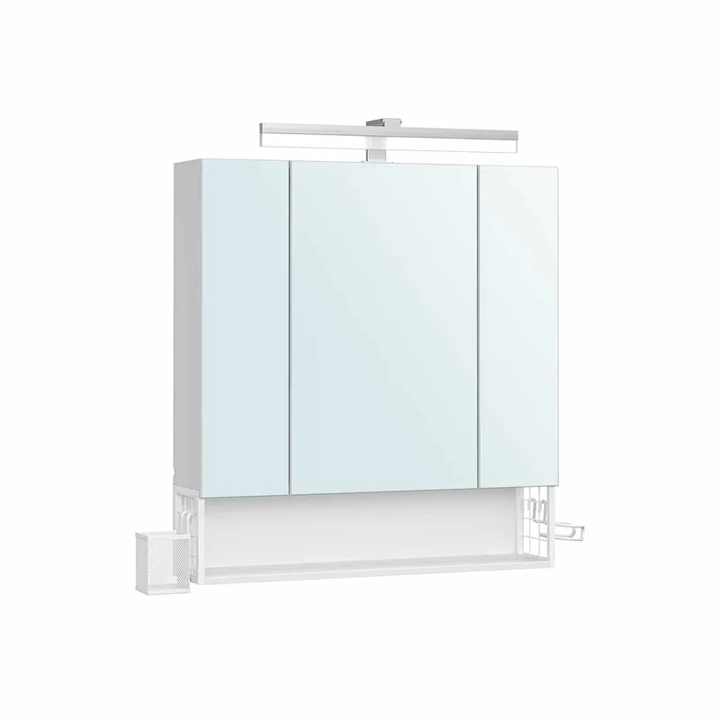 Direkt Vom Hersteller Badschrank mit Steckdosen und 3 Türen wolkenweiß