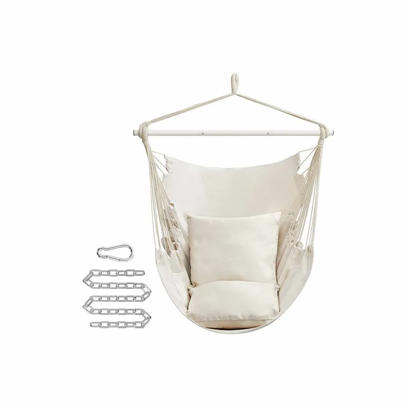 Hängesessel mit 2 Kissen und Metallkette cremeweiß Must-Have