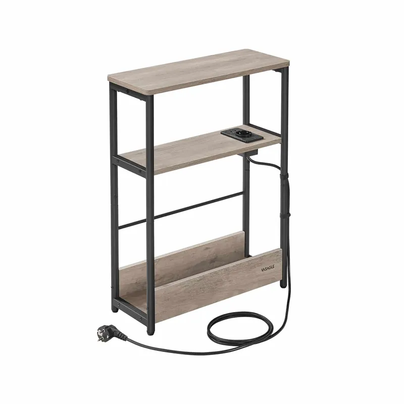 Beistelltisch mit 3 Ablagen schmal greige meliert-tintenschwarz Versand Am Gleichen Tag