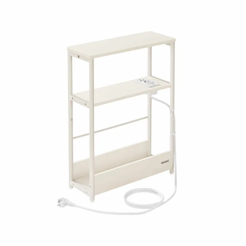 Top-Preis Beistelltisch mit 3 Ablagen schmal cremeweiß