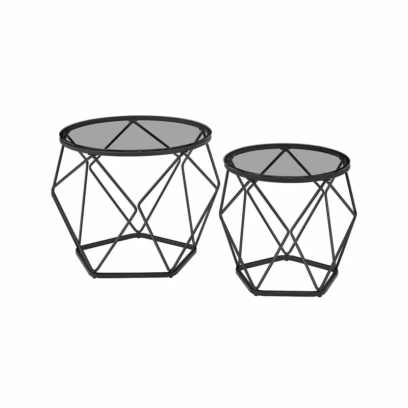 Wohnzimmertisch 2er Set modern schiefergrau-tintenschwarz Heißes Angebot