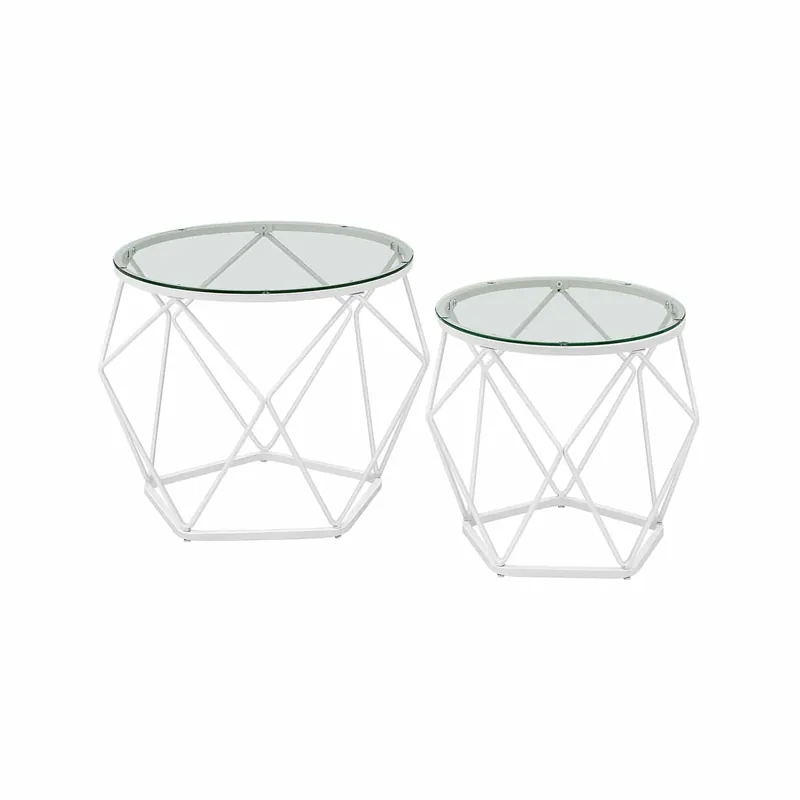 Wohnzimmertisch 2er Set modern transparent-wolkenweiß Neu