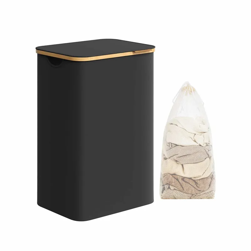 Solange Der Vorrat Reicht Wäschekorb 90 Liter mit herausnehmbarem Wäschesack tintenschwarz