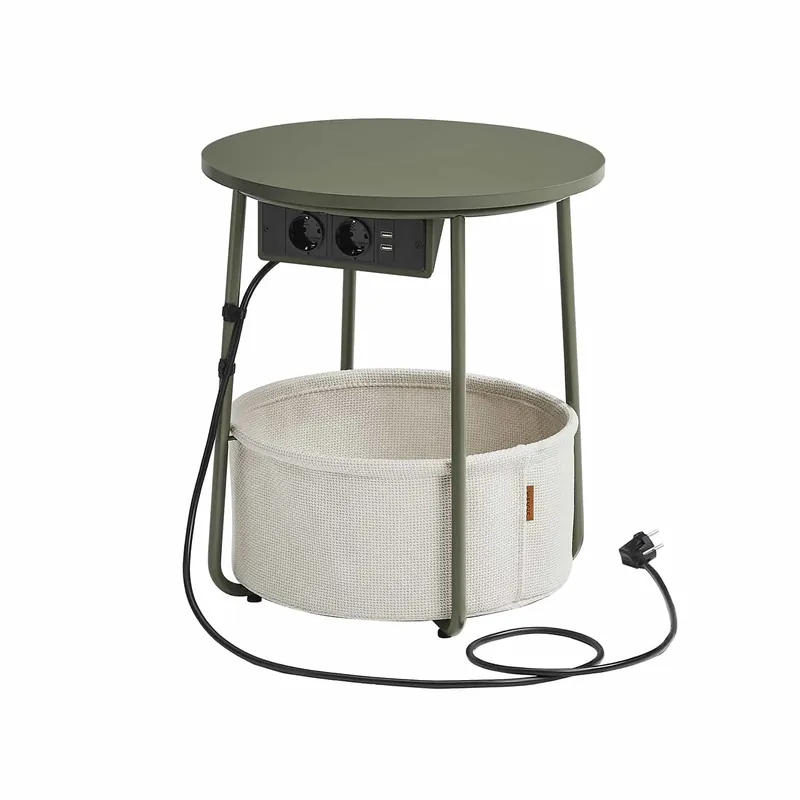 Saisonangebot Beistelltisch mit Ladestation und Steckdose waldgrün-cremeweiß