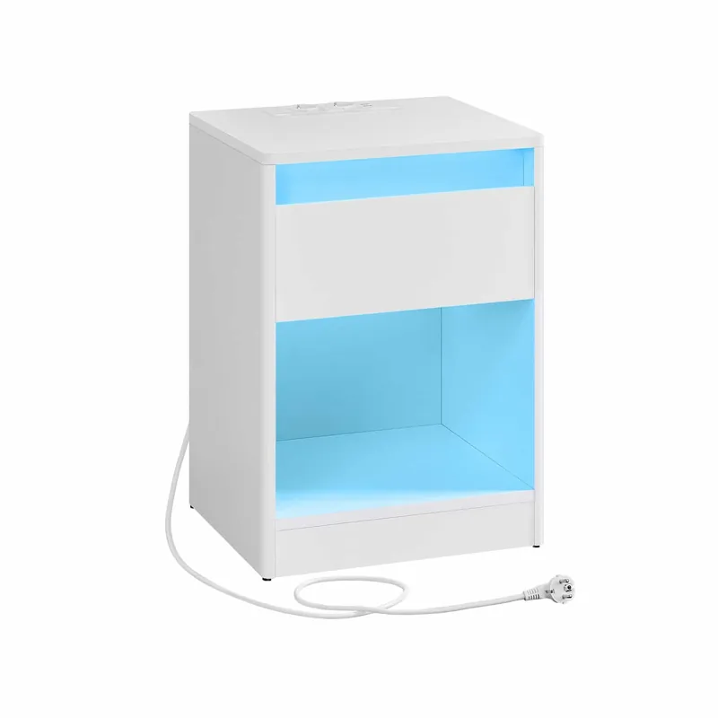 Direktkauf Nachttisch mit LED-Beleuchtung modern wolkenweiß