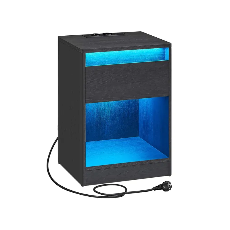 Nur Heute Nachttisch mit LED-Beleuchtung modern aschschwarz