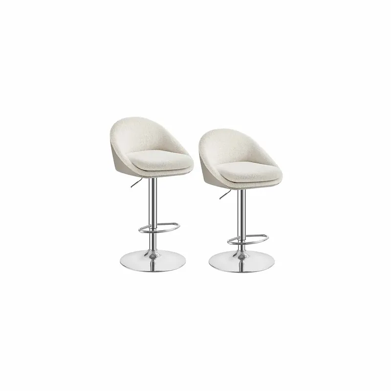 Neu Barhocker 2er Set höhenverstellbar cremeweiß-Silbergrau