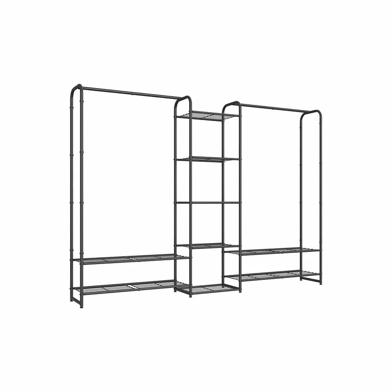 Kleiderständer mit Ablagen 29 x 183 x 158,4 cm mattschwarz Preisknaller