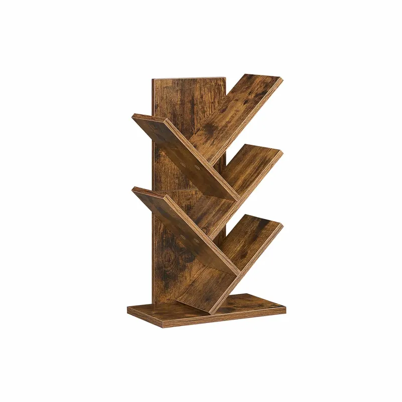 Kostenloser Rückversand Bücherregal Baumform platzsparend vintagebraun