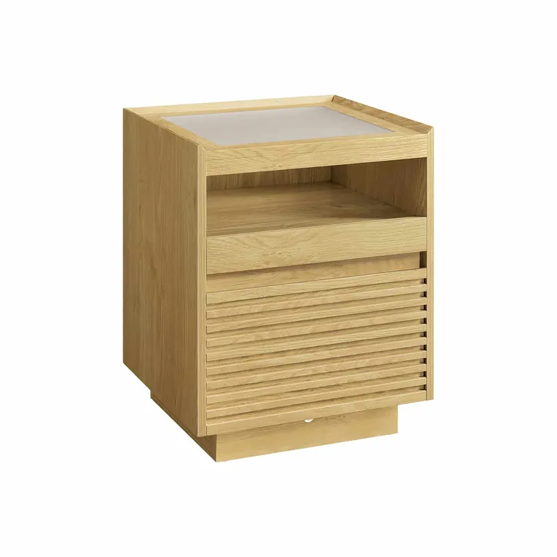 Nachttisch mit LED-Beleuchtung und ausziehbarer Ablage Echt