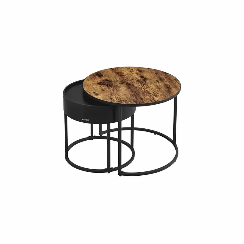 Couchtisch rund 2er Set vintagebraun-tintenschwarz Angebot