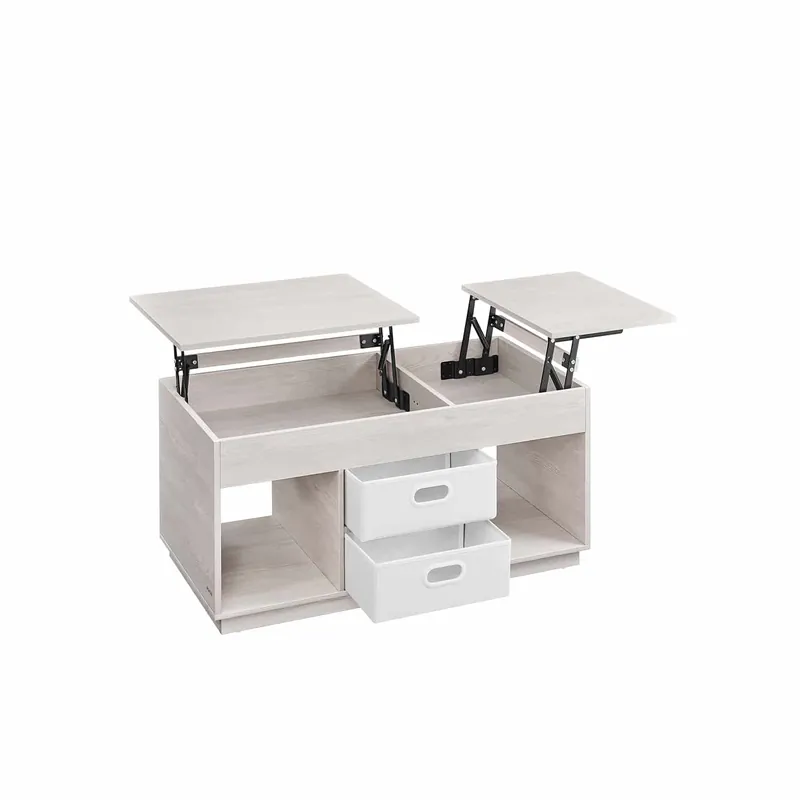 Preiswert Couchtisch mit 2 Schubladen und Fächern haferflockenbeige