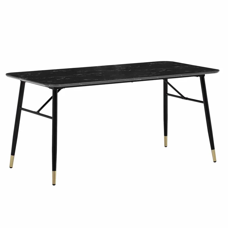 Saisonangebot Esszimmertisch 140x80x76 cm Esstisch Schwarz in Marmor-Optik Modern