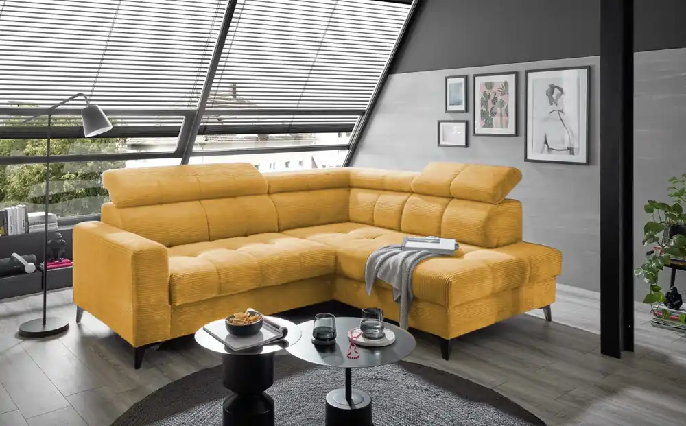 Ecksofa Bavaro elektronischer Sitztiefenverstellung und Breitcord-Bezug Ed Exciting Design Bestseller