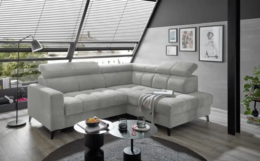 Ecksofa Bavaro elektronischer Sitztiefenverstellung und Breitcord-Bezug Ed Exciting Design Sichere Zahlung