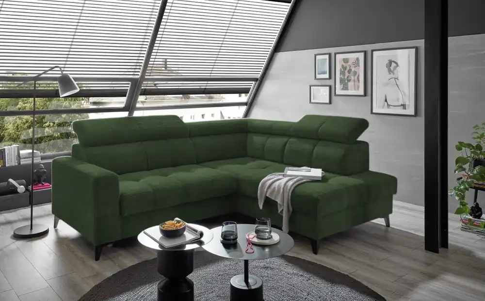 Sofort Bestellen Ecksofa Bavaro elektronischer Sitztiefenverstellung und Breitcord-Bezug Ed Exciting Design