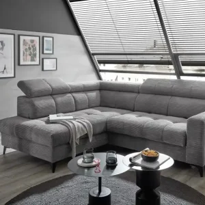 Ecksofa Bavaro elektronischer Sitztiefenverstellung und Breitcord-Bezug Ed Exciting Design Markenprodukt