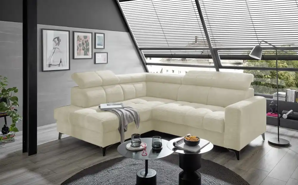 Ecksofa Bavaro elektronischer Sitztiefenverstellung und Breitcord-Bezug Ed Exciting Design Neue Kollektion