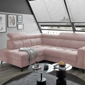 Kostenfreie Lieferung Ecksofa Bavaro elektronischer Sitztiefenverstellung und Breitcord-Bezug Ed Exciting Design