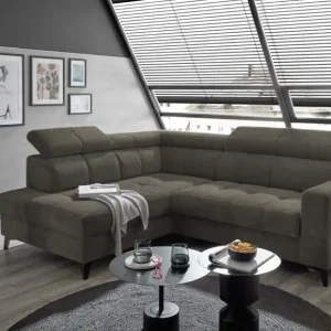 Saisonangebot Ecksofa Bavaro elektronischer Sitztiefenverstellung und Breitcord-Bezug Ed Exciting Design