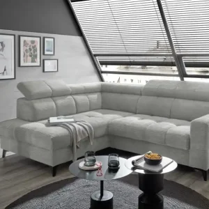 Ecksofa Bavaro elektronischer Sitztiefenverstellung und Breitcord-Bezug Ed Exciting Design Neu