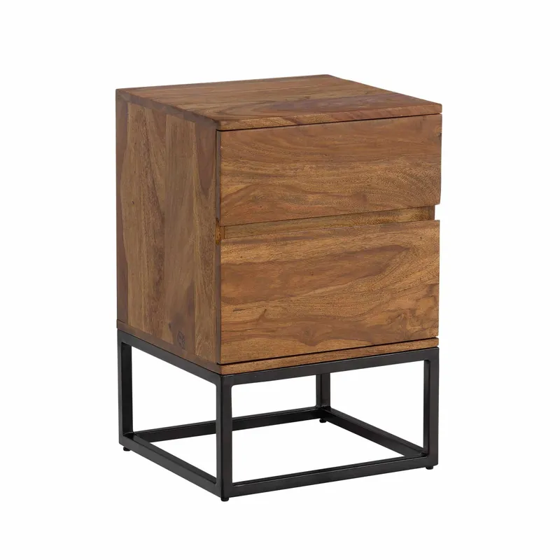 Finale Aktion Nachttisch Sheesham Massivholz Metall 40x38x60 cm Nachtschrank Boxspringbett