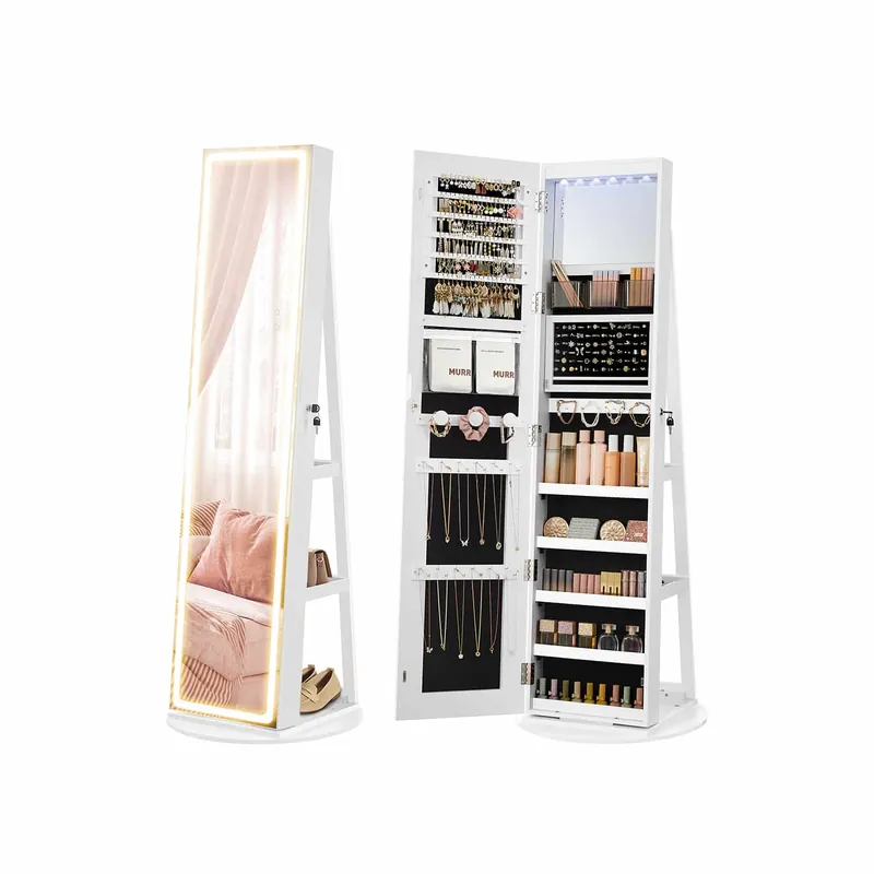 Highlight Schmuckschrank mit LED-Beleuchtung und Spiegel wolkenweiß