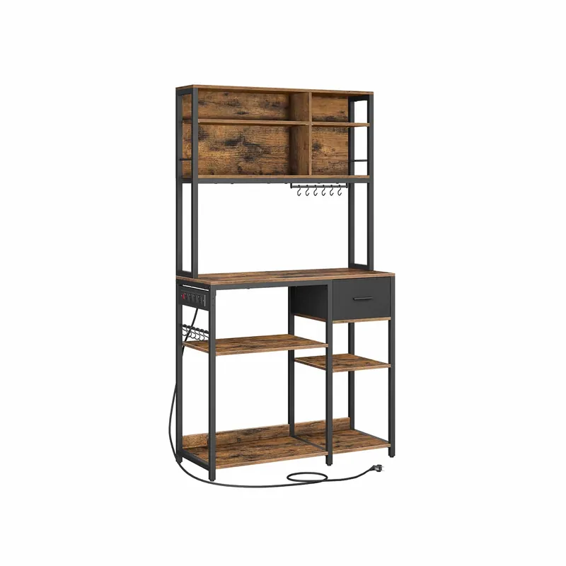 Gratis Versand Küchenregal mit Steckdosen und Stoffschublade 40 x 100 x 180,4 cm