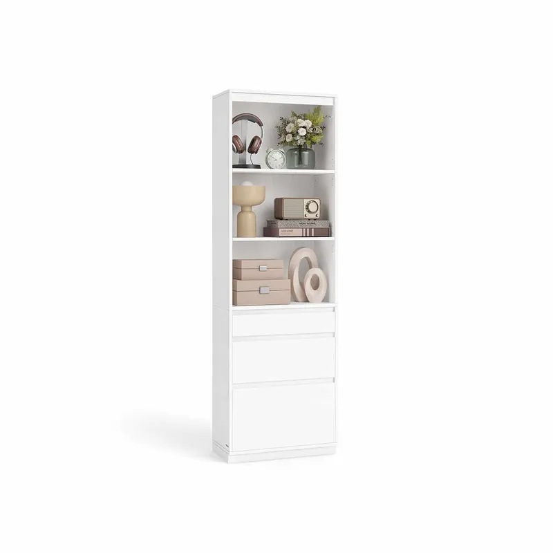 Top-Preis Bücherregal mit 3 unterschiedlich großen Schubladen schneeweiß