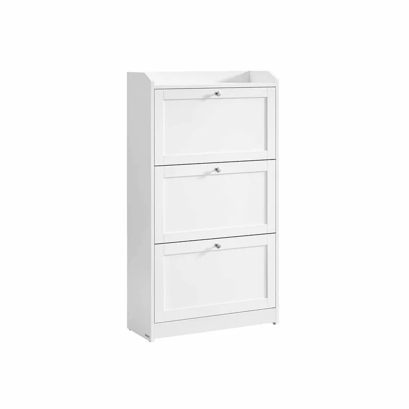 Markenware Schuhschrank 3 Klappen für bis zu 18 Paar Schuhe wolkenweiß