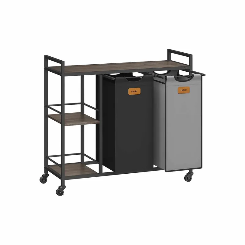 Jetzt Kaufen Wäschekorb 2 Fächer kastanienbraun-tintenschwarz-taubengrau