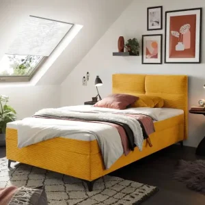 Boxbett Andon 120x200 cm mit Bettkasten Farbe Mustard– ED Exciting Design, Zoom Breitcord, Bonell-Federkern und Schaumtopper Neu Im Sortiment