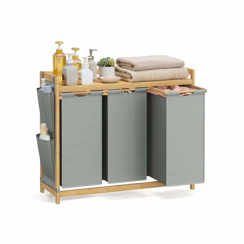 Jetzt Bestellen Wäschekorb 3 Fächer 3 x 50 L 94 x 33 x 78 cm taubengrau