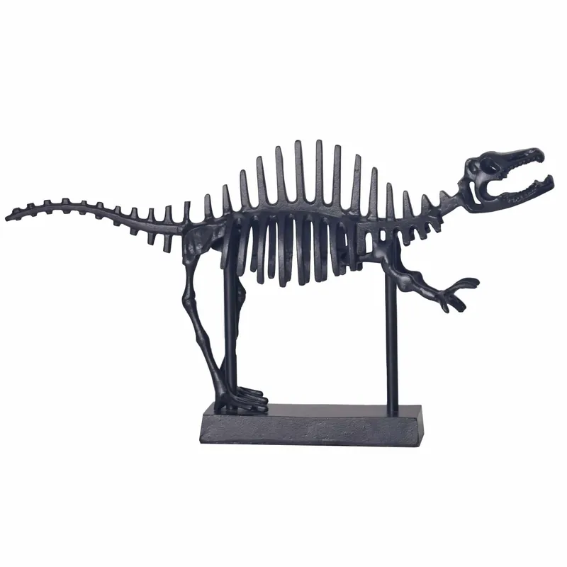 Dekofigur T-Rex Aluminium Schwarz Dino Statue 62 cm mit Sockel Top-Seller