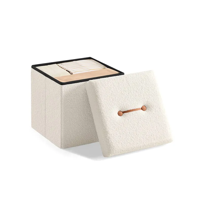 Hocker mit Stauraum 38 x 38 x 38 cm cremeweiß Must-Have