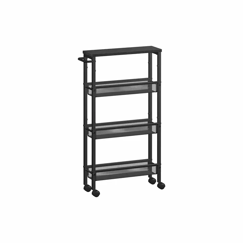 Rollwagen mit 4 Ebenen und Griff ebenholzschwarz-schwarz Kostenloser Rückversand