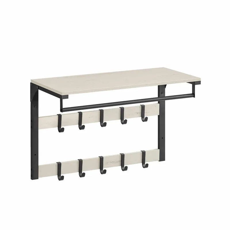 Wandgarderobe mit Ablage und 10 Haken vintageweiß-schwarz Saisonangebot