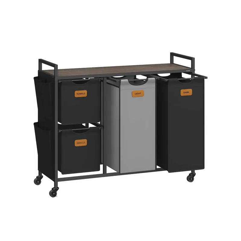 Meistverkauft Wäschekorb 4 Fächer kastanienbraun-tintenschwarz-taubengrau