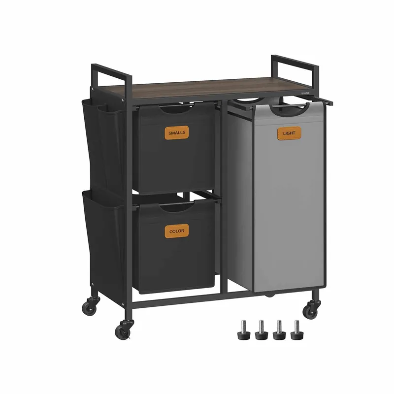 Wäschekorb 3 Fächer kastanienbraun-tintenschwarz-taubengrau Knallerangebot